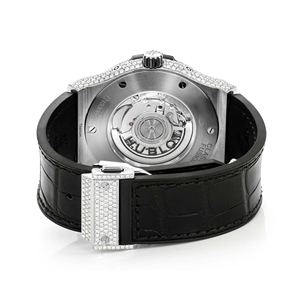 Reloj de Lujo con Incrustaciones de Moissanita en Tono Dorado y Esfera de Cristal - Product Image 5