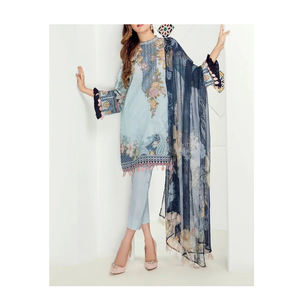 Vestido de lino de Invierno para mujer, traje de fiesta de verano con ropa India pakistaní Shalwar Kameez - Product Image 1