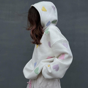 Plus Size Breathable Custom <b>Women's</b> Oversize <b>Hoodie</b> <b>White</b> Cotton Fleece with Patch Embroidery Baggy Style <b>hoodies</b> for <b>Women</b> - Product Image 5