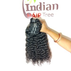 Extensions de cheveux humains vierges bouclés de fabrication indienne, couleur naturelle, bruts, bon marché, avec style ondulé, prix de gros - Product Image 3