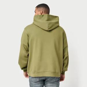 Sudadera con capucha de lana de algodón suave para hombres y mujeres Sudadera informal verde oliva lisa con bolsillo frontal para ropa de calle - Product Image 4