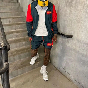 Conjunto de 2 Piezas para Hombre, Chaqueta y Pantalones Cortos Cortavientos Personalizados, Impermeables, de Color en Contraste, Ropa de Invierno - Product Image 5