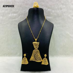 Nigerian Wedding Long Pendant <b>Charm</b> Necklace Earrings Set Dubai Style African Jewelry - Product Image 4