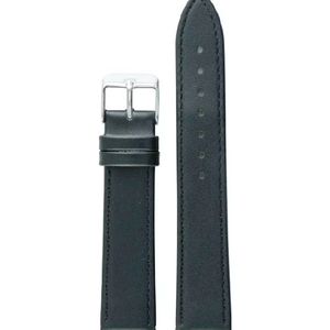 Bracelet de montre unisexe en cuir véritable noir classique de luxe 20 mm respirant résistant à l'eau pour montre connectée, souple, léger et réglable - Product Image 1
