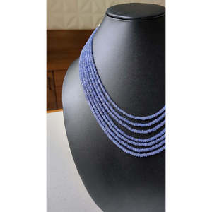 Collar de Moda para Mujer con Cuentas de Tanzanita Facetadas de 7 Capas, 3-4.5mm, 16 Pulgadas, 393 Quilates - Product Image 2