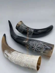 Polished <b>Viking</b> Ceramic Drinking Horn Traditional Animal Style with Stand Carved Faizacrat <b>Cups</b> Natural Crafts - Product Image 4