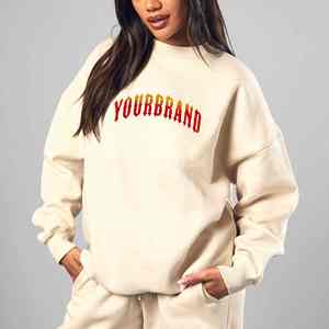 Top Trending Drop Shoulder Sudadera para mujer de gran tamaño 100% Material de algodón ligero transpirable logotipo personalizado - Product Image 1