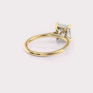 Anillo de Compromiso con Diamante Cultivado en Laboratorio, Corte Princesa, Certificado por IGI, Oro Blanco/Rosa y Amarillo de 9K, Anillo de Novia con Diamantes Pavé - Product Image 4