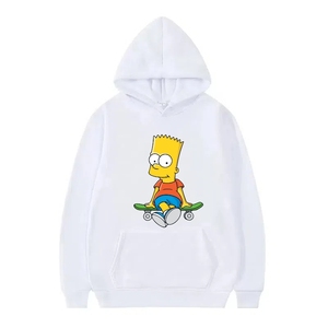 Pulls tendance pour hommes et femmes, motif Les Simpson, gris, coupe ample et sportive, avec capuche, pas cher - Product Image 5