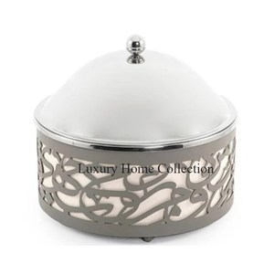 Chauffe-plat décoratif de table en métal arabe Design fantaisie Look moderne ustensiles de cuisine casserole forme ronde pour les fêtes de mariage - Product Image 1