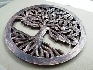 Panneau mural en bois Arbre de Vie - Finition cuivre vieilli - Idéal pour la décoration du salon, de la chambre, du couloir et du bureau - Product Image 3