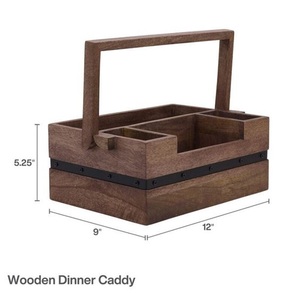 Multiple Compartment Mango Wood Serving Caddy Decorative <b>Kitchen</b> Organizer for <b>Storage</b> Tableware Cutlery Office Use-OEM Design - Product Image 1