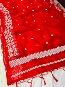 Boutique India Exclusivo Último Diseñador de Bollywood Red Saree Fancy Premium Calidad Georgette Fiesta étnica de verano - Product Image 5