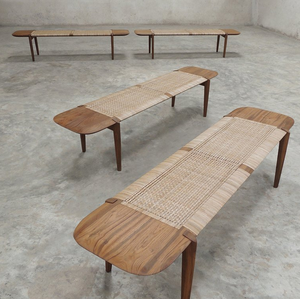 Nordico minimalista in <span class=keywords><strong>legno</strong></span> massello tessuto in rattan soggiorno sgabello divano camera da letto sgabello coda foyer sgabello scarpe centro commerciale panca di riposo - Product Image 1