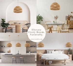 Luminaire suspendu rayonnant en rotin tissé à la main éclairage Boho pour salle à manger chambre cuisine ou espaces de vie décor - Product Image 4