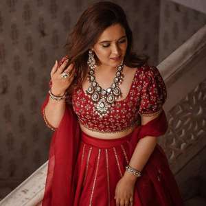 เสื้อ Lahenga Choli ปักลายสำหรับสตรี,เสื้อทำงานปักลายสไตล์ญี่ปุ่นสำหรับเจ้าสาว - Product Image 4