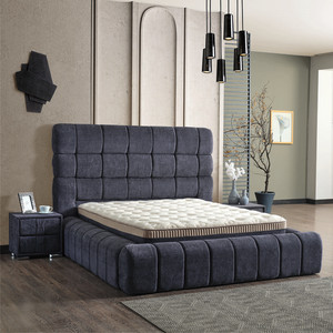 Lit intelligent réglable de luxe européen moderne, taille Queen, avec tête de lit capitonnée rembourrée et rangement ottoman, cadre en métal, lit moelleux - Product Image 4