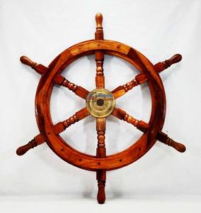 Roue de bateau en bois nautique en laiton 24 pouces à la main poli Vintage capitaine Pirate décoration de la maison cadeau - Product Image 2