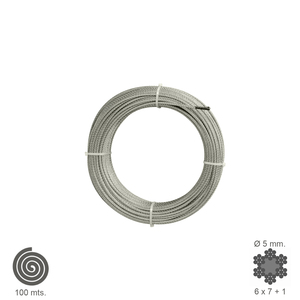 Cavo zincato da 5 mm (rotolo da 100 metri) non adatto per sollevamento - Product Image 1