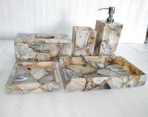 Polished Resin Classic Geometric Shape Eco-Friendly Four-piece <b>Bathroom</b> Shelves <b>Accessories</b> <b>Set</b> Customizable Size Logo Home - Product Image 3