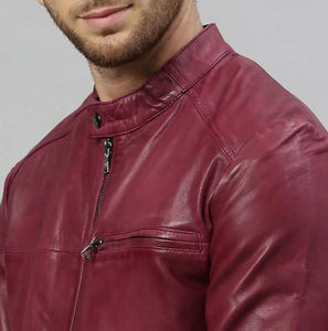 Chaqueta de cuero de diseño personalizado 2025, chaqueta de cuero de Color sólido para hombre, ropa de calle, chaqueta de cuero para hombre, servicio OEM para la venta - Product Image 5