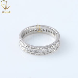 Elegante banda de eternidad anillo de mujer VVS1 claridad Labgrown corte redondo diamante 18K oro blanco Milgrain anillo de eternidad completo - Product Image 5