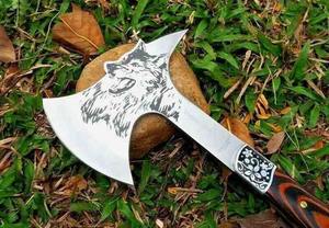 Tête de hache viking en acier carbone de qualité industrielle, polissage élevé, manche en bois, outil de camping en plein air, hachette - Product Image 6