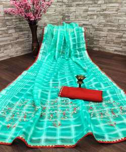 Banarasi Kurta de lino Georgette atractivo: elegancia atemporal para cada ocasión giro moderno en cortinas tradicionales - Product Image 2