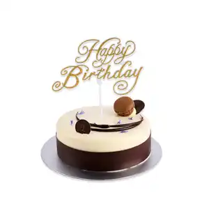 OEM ODM 18-Pack 11 ס""מ (W) סט עוגת יום הולדת שמח בסגנון קלאסי בסגנון מזון ב-5 צבעים, גימור נצנצים בלייזר, אקריליק