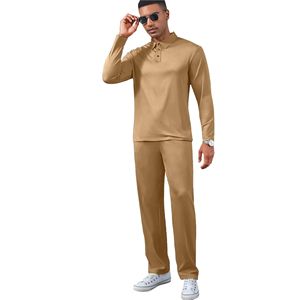 ชุดสเวตเตอร์2ชิ้นลำลองสำหรับผู้ชายไซส์พิเศษเสื้อกันหนาวโปโลและกางเกงวอร์มสำหรับวิ่งชุดฤดูหนาว - Product Image 4