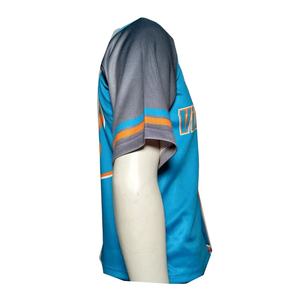 Custom Baseball Jersey Men Sublimation Printed Team Uniform <b>Polyester</b> <b>Shirt</b> Personalized Name Blue and Grey Sportswear - Product Image 2