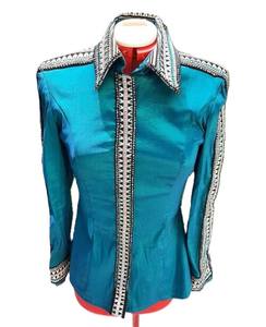 Tela de tafetán elástica hecha a mano Cowgirl Western Show Shirt - Product Image 1