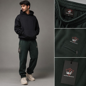 Pantalons de jogging en molleton personnalisés, fabriqués avec un tissu adapté aux pantalons de survêtement pour hommes, parfaits pour l'entraînement, les voyages et les tenues décontractées. - Product Image 1