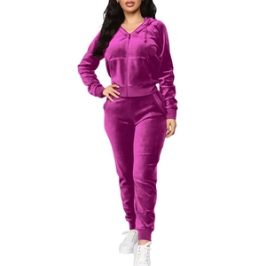 Vente en gros 2023 logo personnalisé vêtements d'entraînement pour femmes survêtement 2 pièces ensembles de pantalons survêtement survêtements femmes sweat jogging - Product Image 5