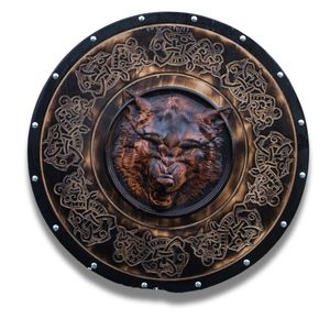Escudo vikingo medieval hecho a mano con cuchillos hechos a mano de madera de diseño pintado personalizado para proyectos de bricolaje - Product Image 1