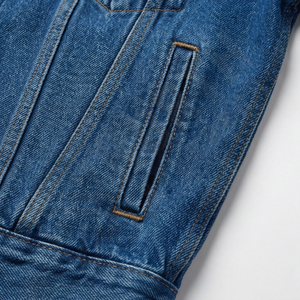 Veste en jean High Street pour homme, style vintage décontracté, streetwear, 100% coton, logo personnalisé, col montant, réversible - Product Image 5