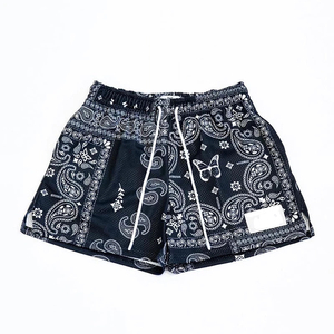Pantalones cortos de diseñador con estampado de Paisley para hombre de alta calidad, malla antiarrugas de poliéster con bolsillos, patrón sólido - Product Image 3