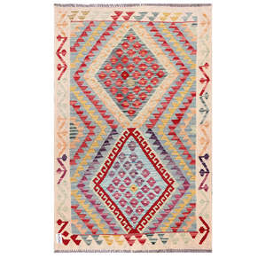 Alfombra Kilim de Maimana, Afganistán, 162 x 106 cm, Alfombras y Juegos de Alfombras - Product Image 1