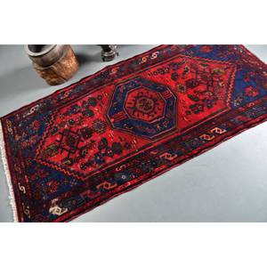 Tapis en laine Patchwork bleu rouge traditionnel 3.4 X 7.1ft Design turc vintage pour décorations de salon tapis 9x12 à dos en Latex - Product Image 2
