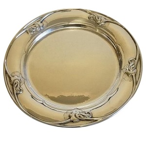 Assiette de service en acier blanc thermolaqué de forme arrondie avec autocollant, pour servir différents plats délicieux, bordure verte - Product Image 6