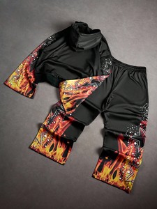 Ensemble sweat-shirt et pantalon de survêtement ample unisexe grande taille avec motif imprimé appliqué, léger pour les soirées en groupe - Product Image 6