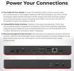 Base Thunderbolt 4 para <span class=keywords><strong>ThinkPad</strong></span> (40B00300US) |   Base de Conexión de Alta Potencia de 300W con Interfaz Tipo C para 2.0, Disponible en Stock - Product Image 6