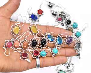 ต่างหู925เงินสเตอร์ลิงแบบห้อยอัญมณีหลายเม็ดแบบธรรมชาติดีไซน์แบบบาฮามาส - Product Image 2