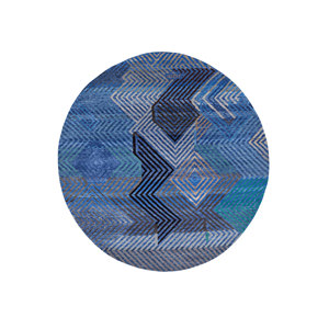 Alfombra Manchaha Azul de Lana y Seda de Bambú Anudada a Mano, 10 mm de Grosor, Diseño Geométrico Abstracto para el Hogar, Pasillo, Sala de Estar, Rectangular-Les-1614 - Product Image 1