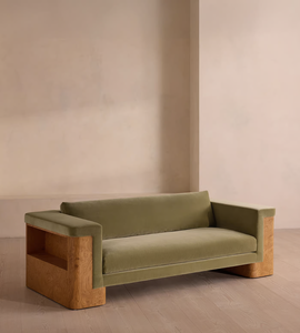 Divano di Lusso Modernista a Tre Posti in Velluto con Struttura in Quercia Personalizzabile per Villa e Soggiorno - Product Image 2