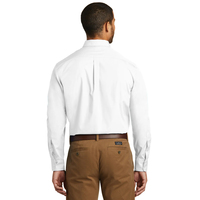 Chemise à manches longues pour homme, facile d'entretien, résistante aux plis, boutonnée, avec poche - Blanche, 100% coton, tricotée, respirante, séchage rapide