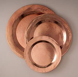 Copper Serving Tray With Tabletop <b>Decorative</b> Durable Quality Home Kitchen Food Copper Polished Round Shape - Product Image 2