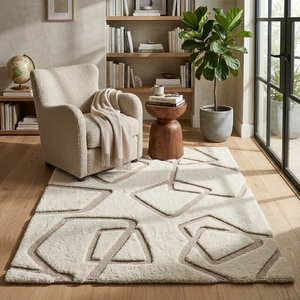 Modern Geometric 3D Stereo Area Rug Soft Floor <b>Mat</b> Neutral Pattern for Living Room Bedroom Bathroom - Product Image 5
