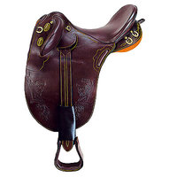 Selle d'équitation anglaise de dressage en cuir de qualité supérieure, faite à la main, confortable, avec quincaillerie en laiton et arceau en fibre plastique