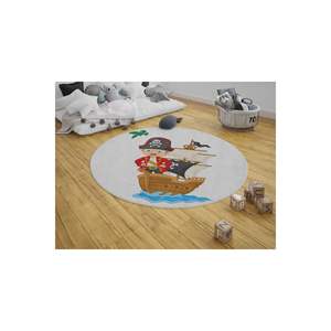 Alfombra redonda de diseño especial para habitación de niños adolescentes, alfombra antideslizante de Cachemira de algodón tejida a mano para dormitorio, tema pirata - Product Image 1